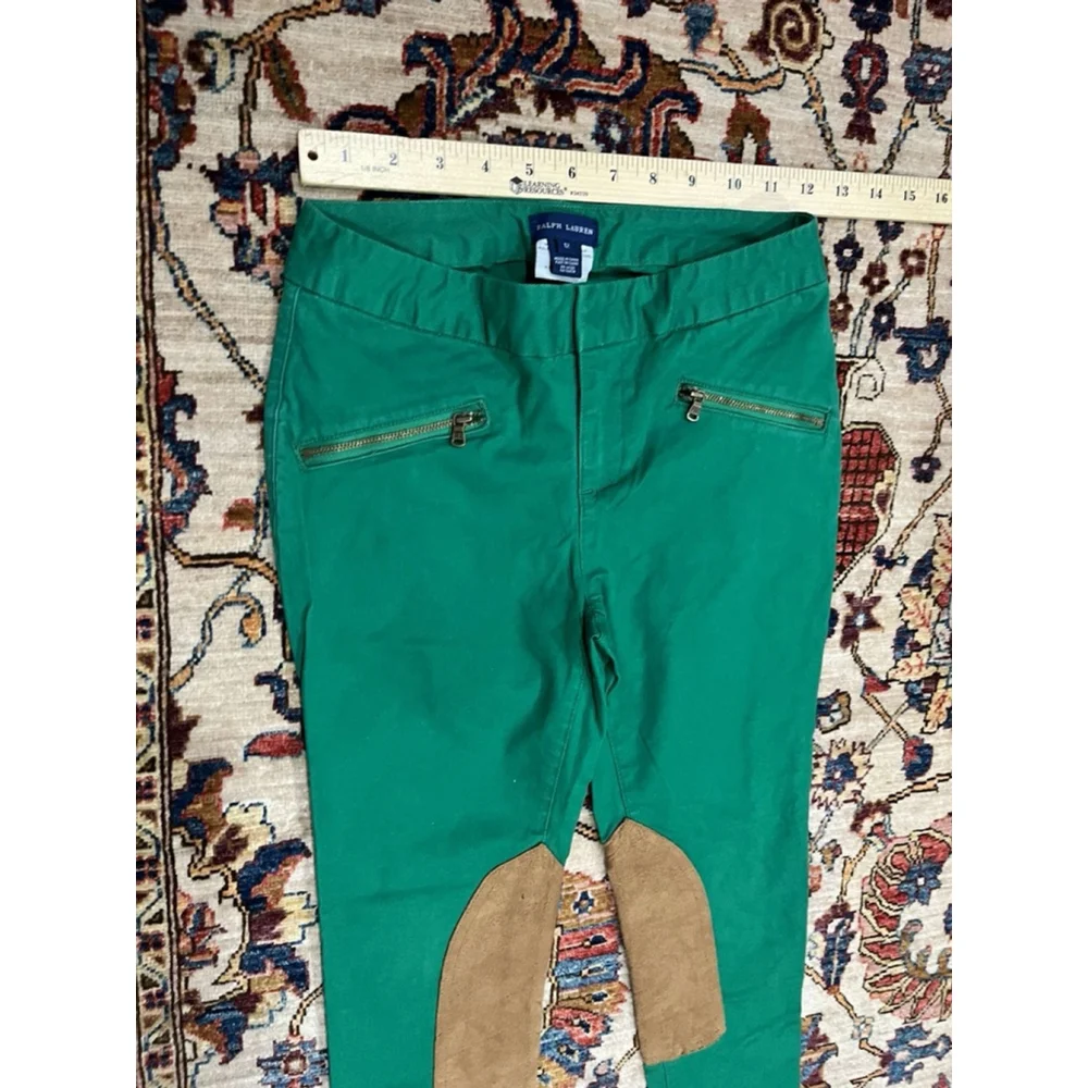 Young Kids Polo Ralph Lauren Kelly green Equestrian Style Suede Jeans Size 12